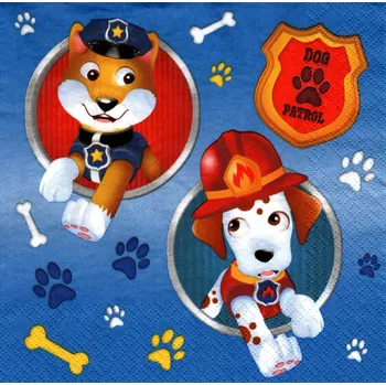 Papírový ubrousek UBR-E117, Ubrousek, 16x16 cm, TLAPKOVÁ PATROLA, 1 kus