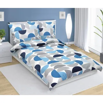 Povlečení Povlečení bavlněné 140x200, 70x90 cm modrý půlkruh
