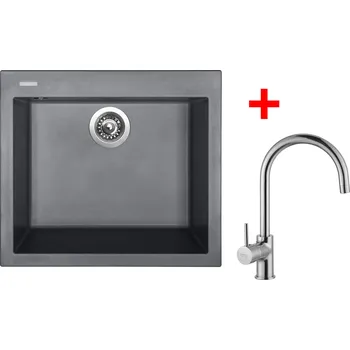 Set Sinks CUBE 560 + baterie Barva: Šedá metalická, Baterie: VITALIA, Označení: Titanium + Dárek