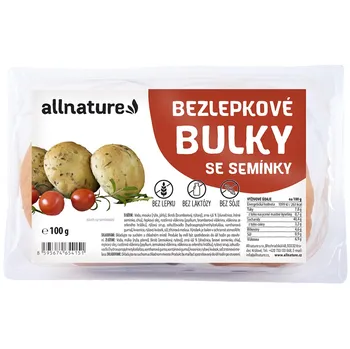 Allnature Bezlepkové bulky se semínky 100 g Trvanlivě pečivo Allnature Bezlepkové bulky se semínky 100 g