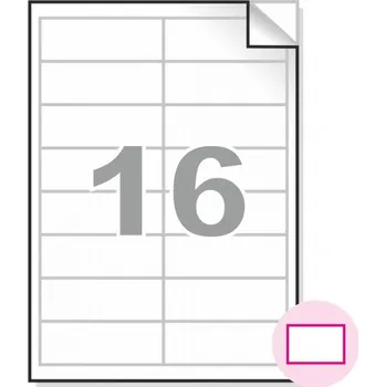 Samolepící etiketa Samolepící etikety, A4, 100ks, (96,5x33,9mm), 16ks/A4 - hranaté