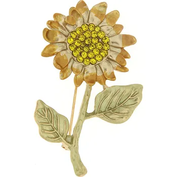 Brož Brož - slunečnice s broušenými kamínky, krémové barvy 9001676-1