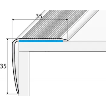 Stavební profil Profil Team Vzorek tvar | Schodová hrana 35 x 35 mm