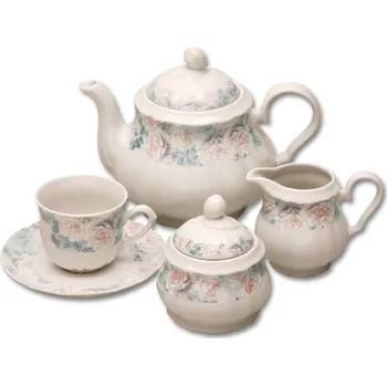 Thun 1794 Rose, čajová porcelánová souprava, růžičky, Thun, 15 d.