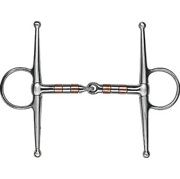 Udidlo pro koně Udidlo roubíkové (oliva) - 1x lomené s měděnými rolnami 13,5 cm