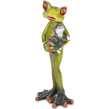 Keramická žabka - S kočičkou