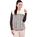 Ovčí Věci Vesta Country z ovčí vlny merino a kůže velur světle šedá, Velikost XL