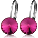 Ocelové náušnice s krystaly Swarovski, FUCHSIA