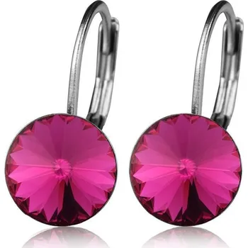 Náušnice Ocelové náušnice s krystaly Swarovski, FUCHSIA