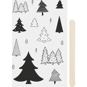 Protlačovací TRANSFER nálepky 10x19cm - černé - stromky