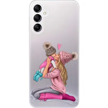 Pouzdro na mobilní telefon Odolné silikonové pouzdro iSaprio - Kissing Mom - Blond and Girl - Samsung Galaxy A14 / A14 5G