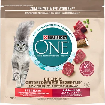 Krmivo pro kočku 1,1kg Purina ONE Grain Free Sterilized s hovězím
