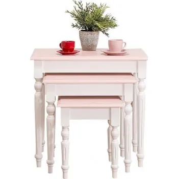 Konferenční stolek Set odkládacích stolků Percy 80 - bílá/růžová