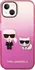 Pouzdro na mobilní telefon Karl Lagerfeld Gradient Karl and Choupette pro Apple iPhone 14 růžové