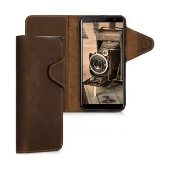 Pouzdro na mobilní telefon Kožené flipové pouzdro pro Samsung Galaxy J6+ - hnědá