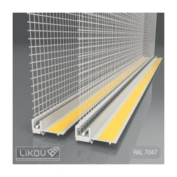 Stavební profil LIKOV LS-VHL 06 lišta okenní začišť. 6mm s krycí lam. a s tk.100mm délka 2,4m šedá světlá