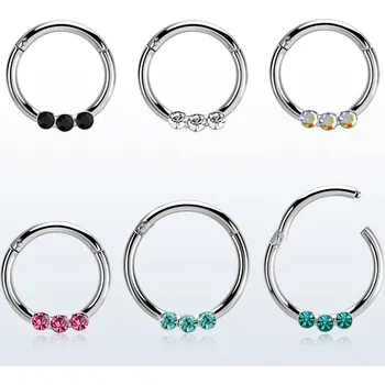 Piercing Piercingate Kruh segment s kamínky PKR00143 - Barva/Motiv: Duhová, Průměr kroužku: 8 mm, Průměr tyčky: 1,2 mm