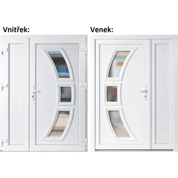 Vchodové dveře Dvoukřídlé vchodové dveře plastové Soft Celia+Panel Plný, Bílá/bílá, 150x200 cm, pravé