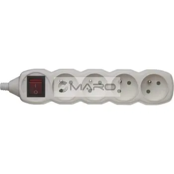 Elektrická zásuvka Emos Zásuvka na kabel 4 x 2P + PE, s vypínačem, bílá, 1903140000