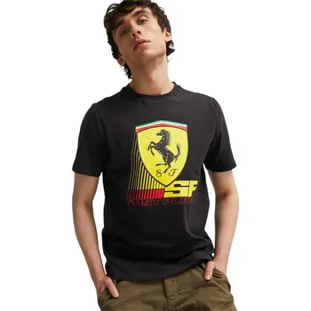 Pánské oblečení PUMA PÁNSKÉ TRIČKO T-SHIRT FERRARI RACE COLORED BIG SHIELD TEE BLACK 620952 01 Velikost: L
