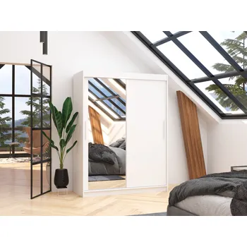 Šatní skříň Šatní skříň s posuvnými dveřmi Bario - 150 cm Barva: Bílá