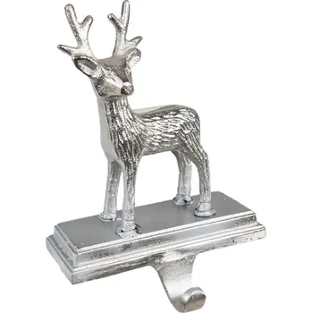 Věšák Stříbrný háček na vánoční punčochu Srnec – 15x9x21 cm