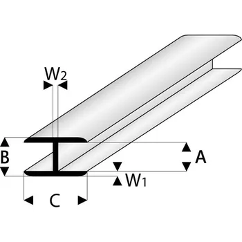 Modelářský materiál Raboesch profil ASA spojovací plochý 1x330mm (5)
