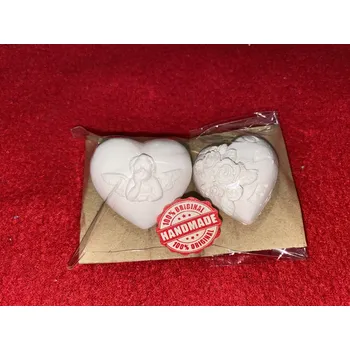 Svícen Dárkově baleno - 2x mini srdce s andělíčkem a Love