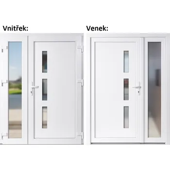 Vchodové dveře Dvoukřídlé vchodové dveře plastové Soft Venus+Sklo Nisip, Bílá/bílá, 130x200 cm, pravé