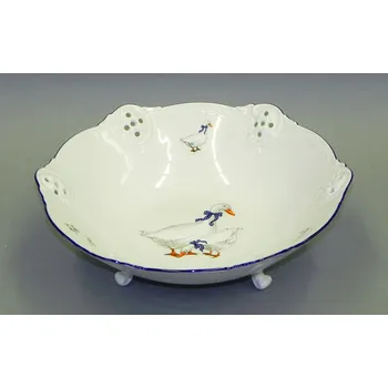 Miska na nožkách 23 cm, husy, český porcelán, Leander