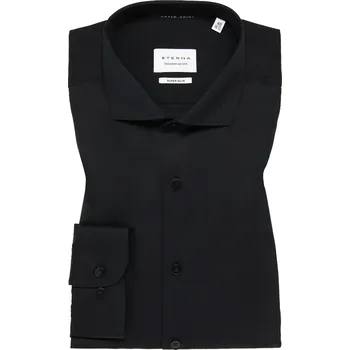 Pánská košile Košile Eterna Super Slim Twill neprůhledná černá velikost: 36, délka rukávu: dlouhý rukáv