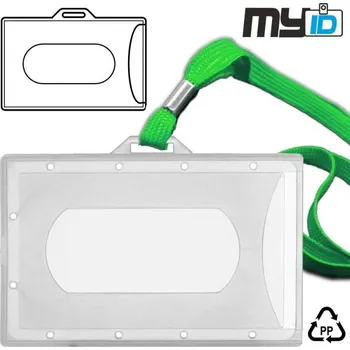 Obal na kartičku Obal IDP - na 1 kartu 54x86 na šířku, šňůrka na krk, zelená 1ks