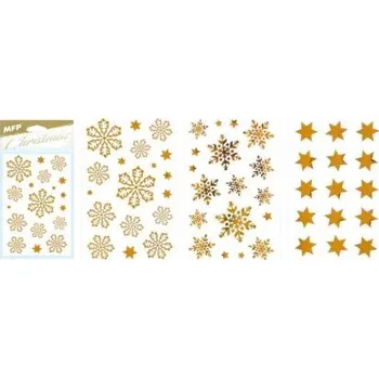 Vánoce MFP samolepka vánoční vločky 80x120mm zlatá 8882325