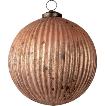 Vánoční ozdoba Zlato bronzová vánoční koule s žebrováním a patinou – 13x13 cm
