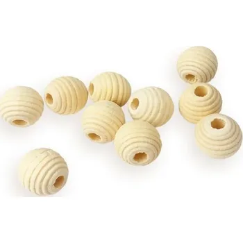 Dětské navlékací korálky Natana dřevěný vroubkovaný korálek 14 mm 10 ks