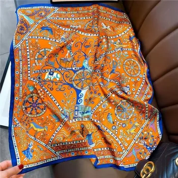 Šátek Hedvábný šátek oranžový 64x64 cm v dárkovém balení, WHITE ORCHID