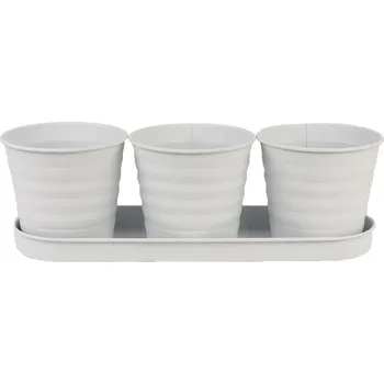 Květináč Sada 3 květináčů s táckem K2570-01