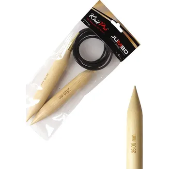 Nástroj na niť a příze Pevné dřevěné kruhové jehlice KnitPro Jumbo 150 cm 25 mm