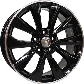 Alu kolo Alu kola Racing Line B5970, 17x7 5x100 ET46, černá + leštěný límec vhodné pro Škoda Fabia 3 (2015-2021), Škoda Rapid