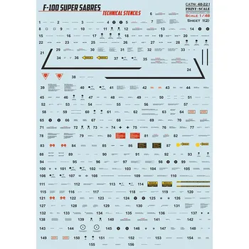 Plastikový model 1/48 F-100 Super Sabre technical stencils (decal)