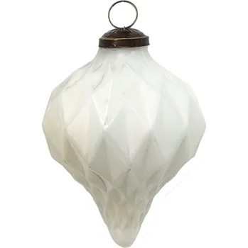 Vánoční ozdoba Bílá antik skleněná ozdoba Henri M – 8x10 cm