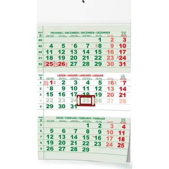 Kalendář Baloušek Tisk Nástěnný kalendář A3 Tříměsíční zelený 2024