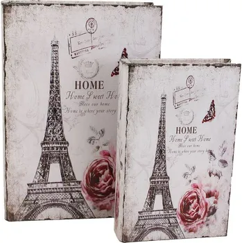 Úložný box Dřevěná kniha Eiffelovka, 2ks D1617