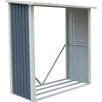 Dřevník Venkovní kovový přístřešek na palivové dřevo šedý 182x190x89 cm