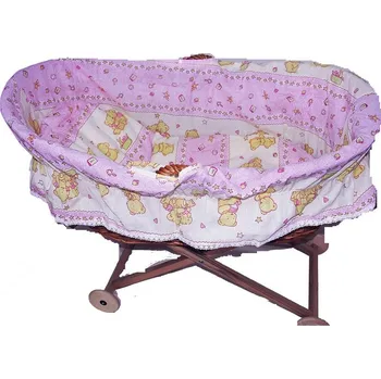 097001 koš na dítě s čal. a podvozkem ružové čalounění