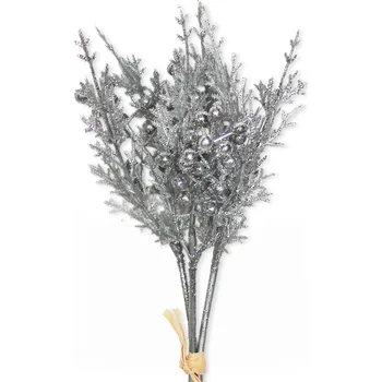 umělá květina Zápich tráva umělá 33cm stříbrná