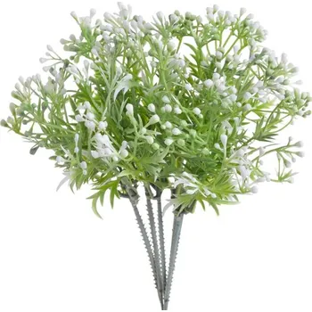 umělá květina Umělá rostlina s bílými pupeny 23 cm zelená/bílá 6 ks