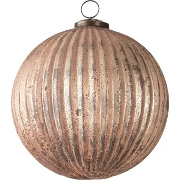 Vánoční ozdoba Zlato bronzová vánoční koule s žebrováním a patinou – 15x15 cm
