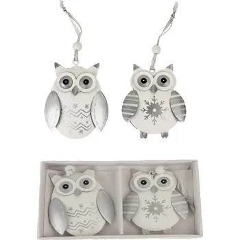 Vánoční dekorace Kovové sovičky, 2ks K0650