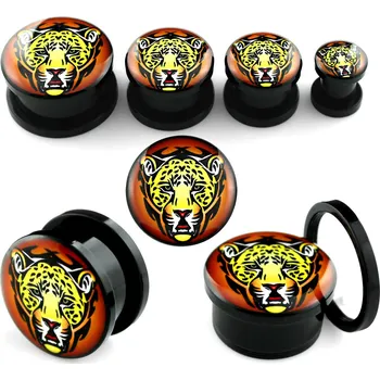 Piercing Piercingate Plug do ucha - jaguár PTP00290 - Barva/Motiv: Černá, Průměr Tunely, plugy, roztahováky: 10 mm